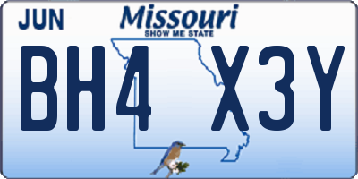 MO license plate BH4X3Y