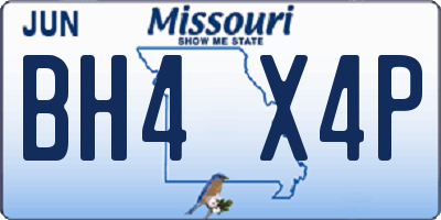 MO license plate BH4X4P