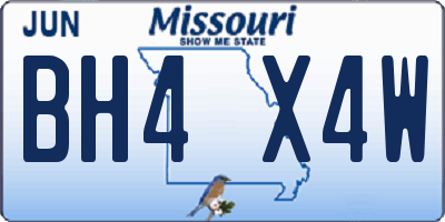 MO license plate BH4X4W