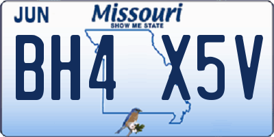 MO license plate BH4X5V