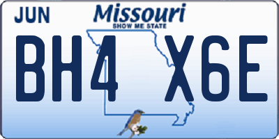 MO license plate BH4X6E