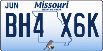 MO license plate BH4X6K