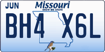 MO license plate BH4X6L