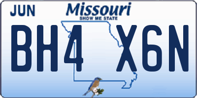 MO license plate BH4X6N