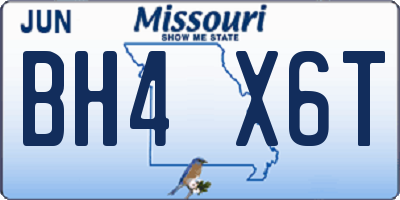 MO license plate BH4X6T