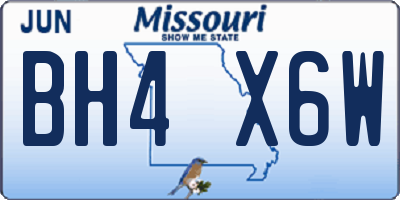 MO license plate BH4X6W