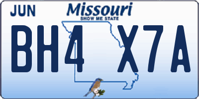 MO license plate BH4X7A