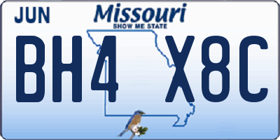 MO license plate BH4X8C