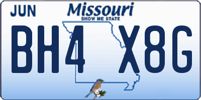 MO license plate BH4X8G