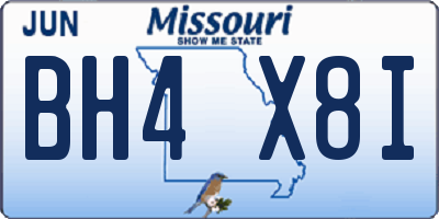 MO license plate BH4X8I