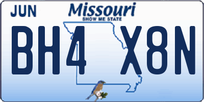 MO license plate BH4X8N