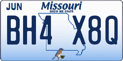 MO license plate BH4X8Q