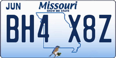 MO license plate BH4X8Z