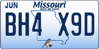 MO license plate BH4X9D