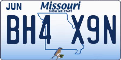 MO license plate BH4X9N