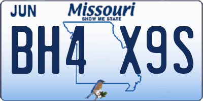 MO license plate BH4X9S