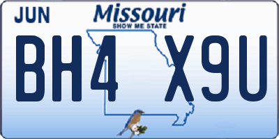 MO license plate BH4X9U