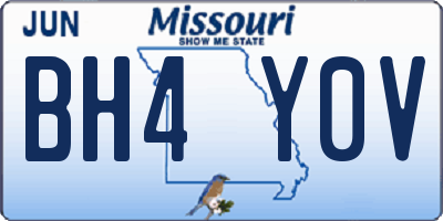 MO license plate BH4Y0V