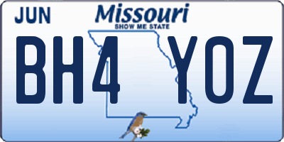 MO license plate BH4Y0Z