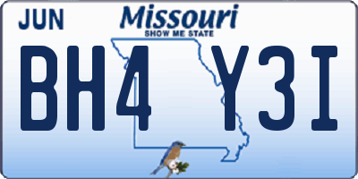 MO license plate BH4Y3I