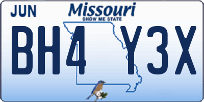 MO license plate BH4Y3X