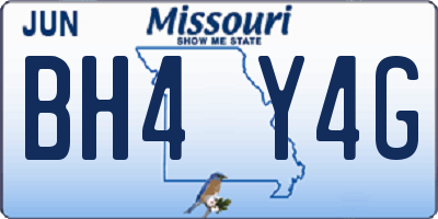 MO license plate BH4Y4G
