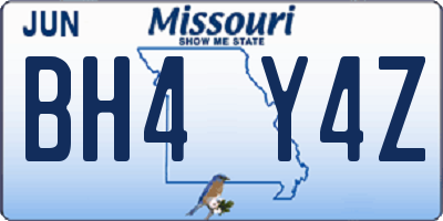 MO license plate BH4Y4Z