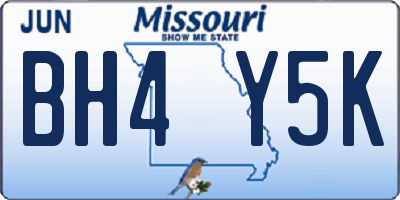 MO license plate BH4Y5K