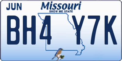 MO license plate BH4Y7K