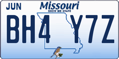 MO license plate BH4Y7Z
