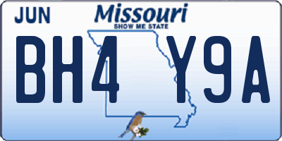MO license plate BH4Y9A