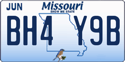 MO license plate BH4Y9B