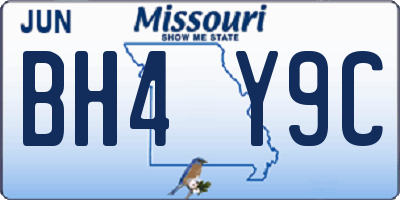 MO license plate BH4Y9C