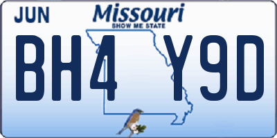 MO license plate BH4Y9D