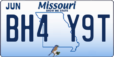 MO license plate BH4Y9T