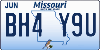 MO license plate BH4Y9U