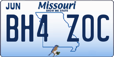 MO license plate BH4Z0C