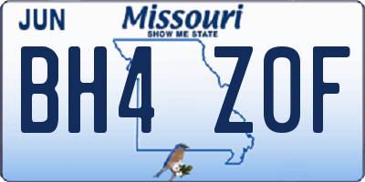 MO license plate BH4Z0F
