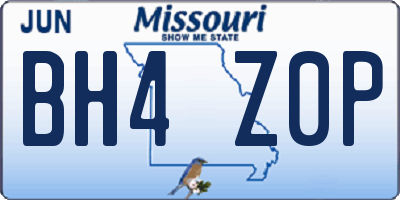 MO license plate BH4Z0P