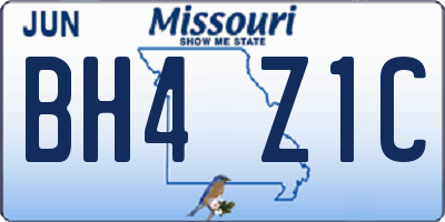 MO license plate BH4Z1C