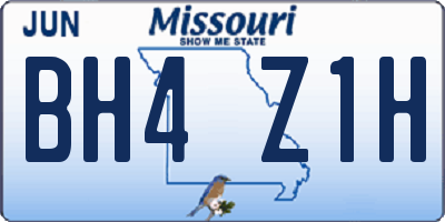 MO license plate BH4Z1H