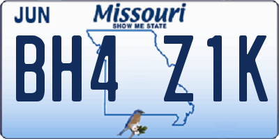 MO license plate BH4Z1K