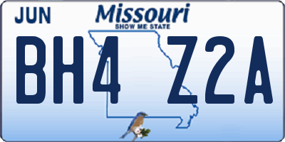 MO license plate BH4Z2A