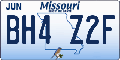 MO license plate BH4Z2F
