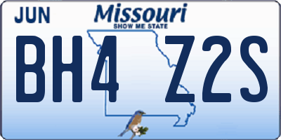 MO license plate BH4Z2S