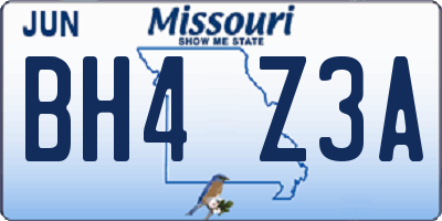 MO license plate BH4Z3A