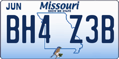 MO license plate BH4Z3B