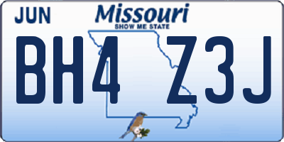 MO license plate BH4Z3J