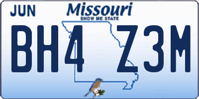 MO license plate BH4Z3M