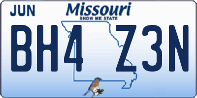 MO license plate BH4Z3N